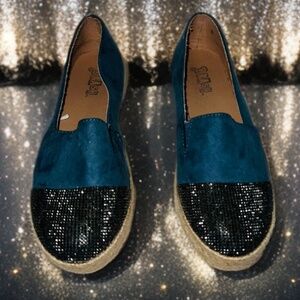 Blue Suede Espadrille Flats – Size 6.5
